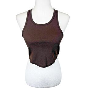 Under Armour Tank Top Women Small Brown Ribbed Knit Cropped Active Athletic